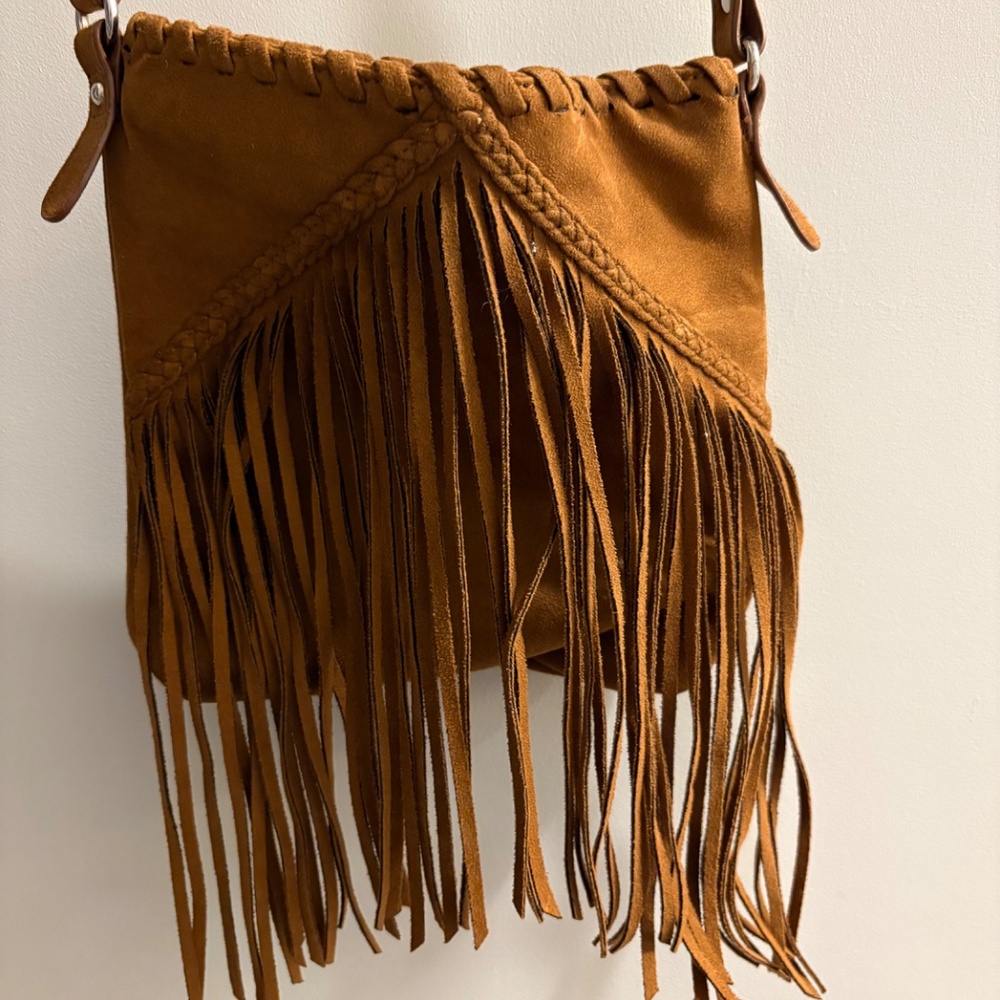 EXPRESS Brown Fringe Suede Bag